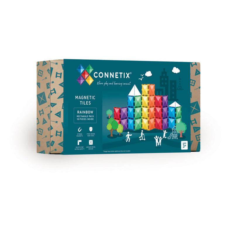 18 Piece Rainbow Rectangle Pack - Connetix Magnetic Tiles