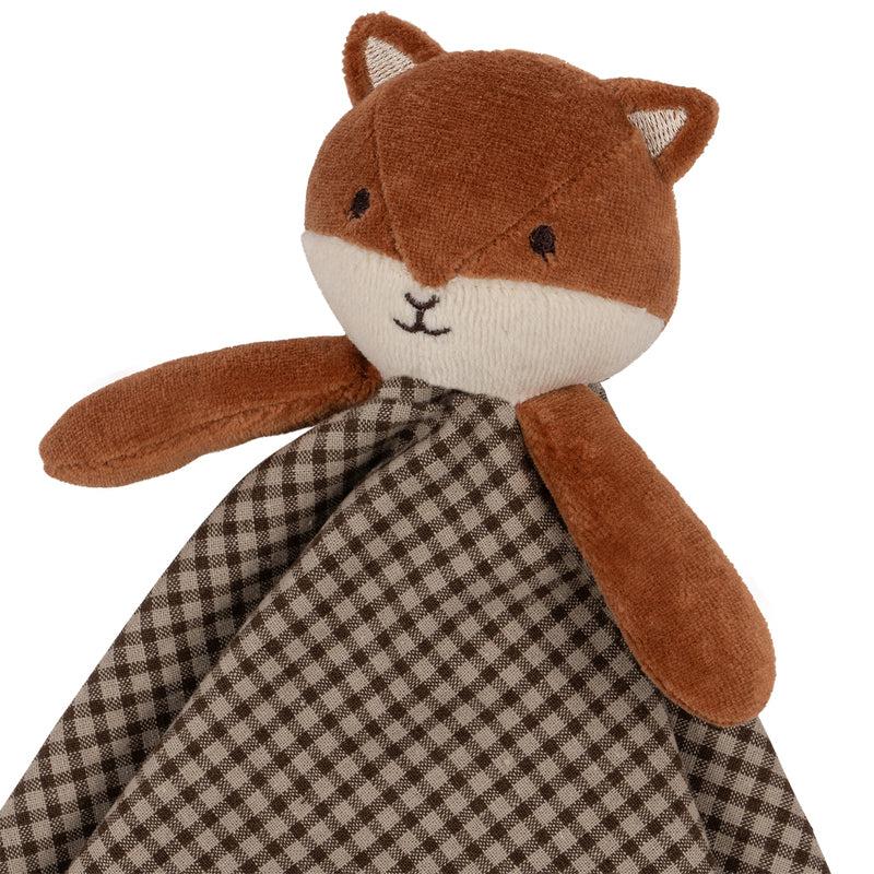 Organic Gingham Baby Comforter - Fox