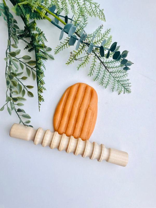 Wooden Playdough Rolling Pin - Lined