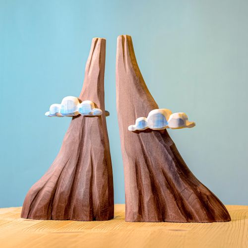 Wooden Volcano With Clouds And Lava