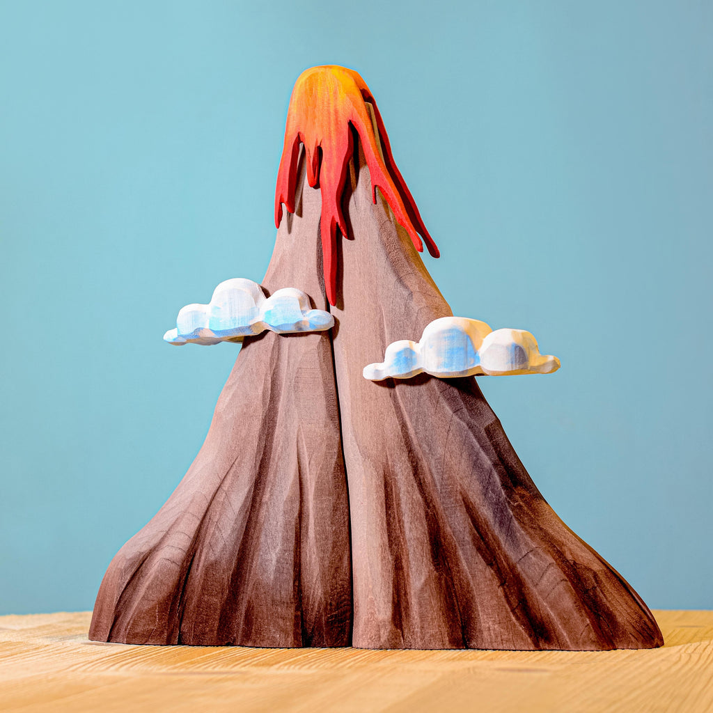 Wooden Volcano With Clouds And Lava