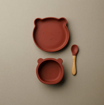 Bear Plate, Bowl & Spoon Set